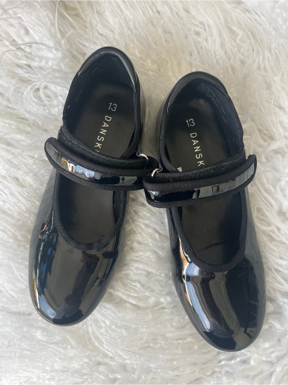 Danskin Black Patent Tap Shoes with Velcro Strap